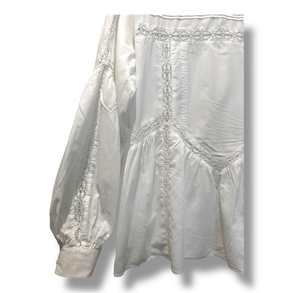 H&M White Cotton Lace Boho Blouse Top Size 12 - Picture 4 of 6